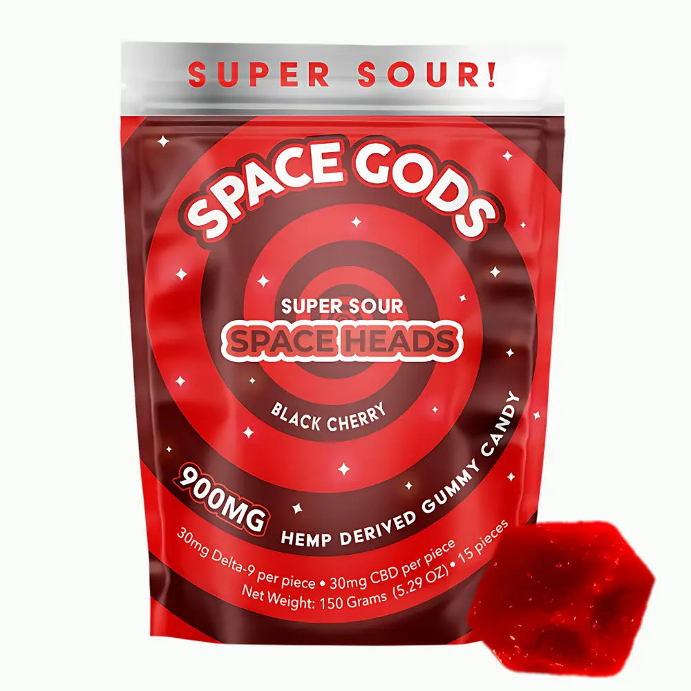 Space Gods MEGADOSE Gummies – 900mg THC + CBD Sour Bites