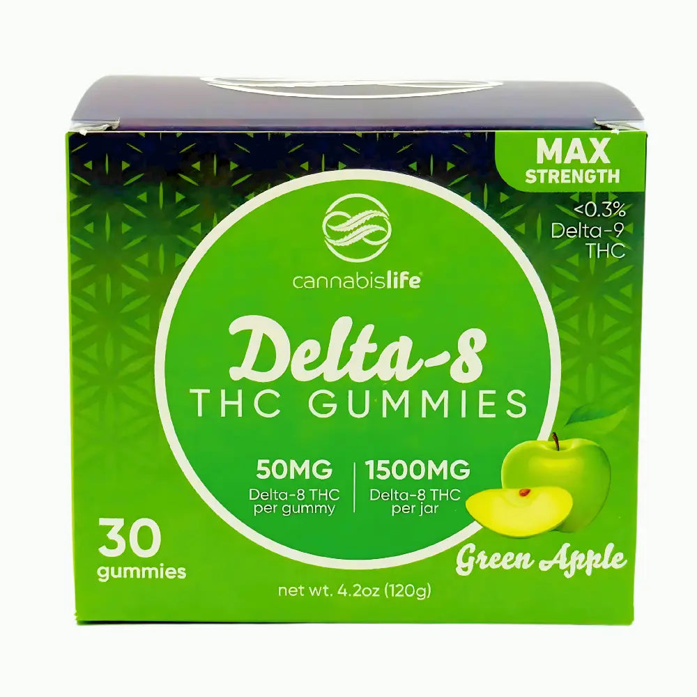 Cannabis Life Extra Strength Green Apple Delta-8 Gummies – 1500mg