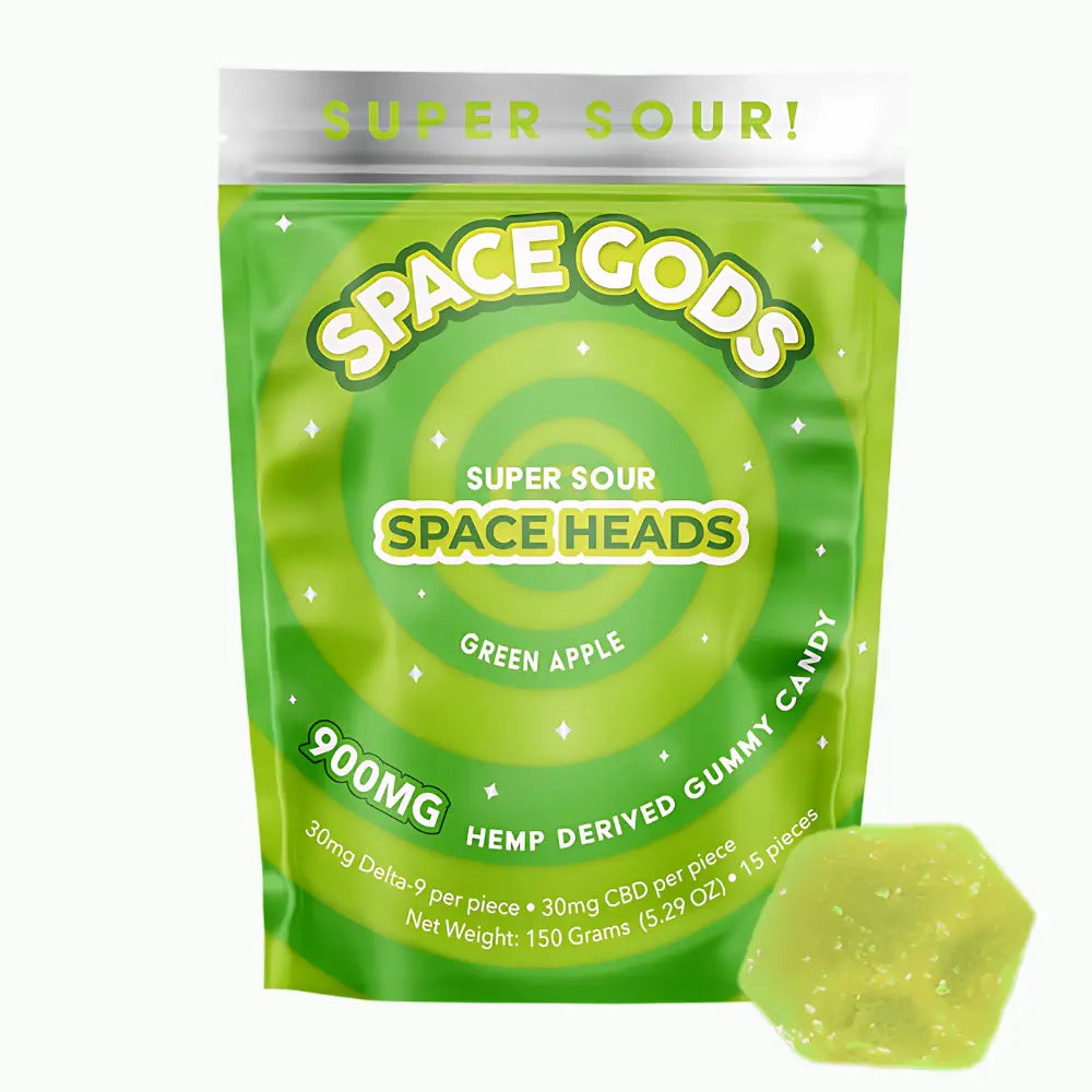 Space Gods MEGADOSE Gummies – 900mg THC + CBD Sour Bites