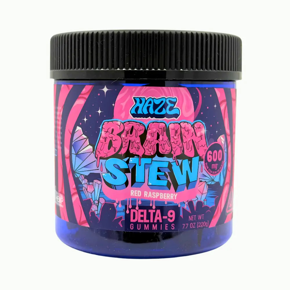 Haze Hybrid Brain Stew Red Raspberry D9 Gummies – 600mg