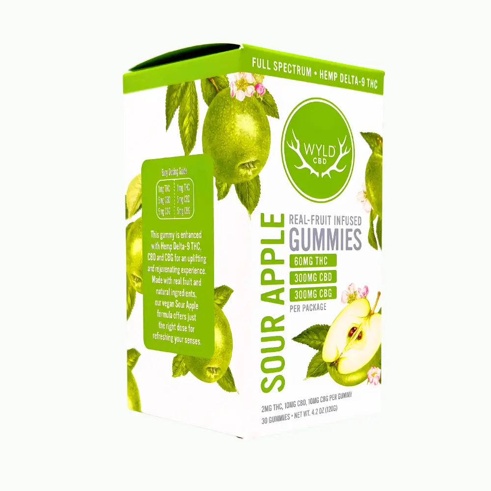 Wyld Sour Apple Gummies – THC + CBD + CBG (Vegan, Real Fruit)