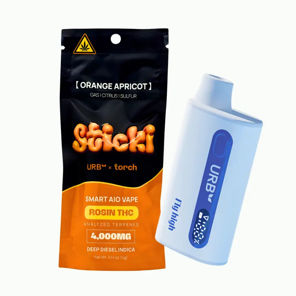Torch x URB Sticki THCa rosin disposable 4g Orange Apricot indica