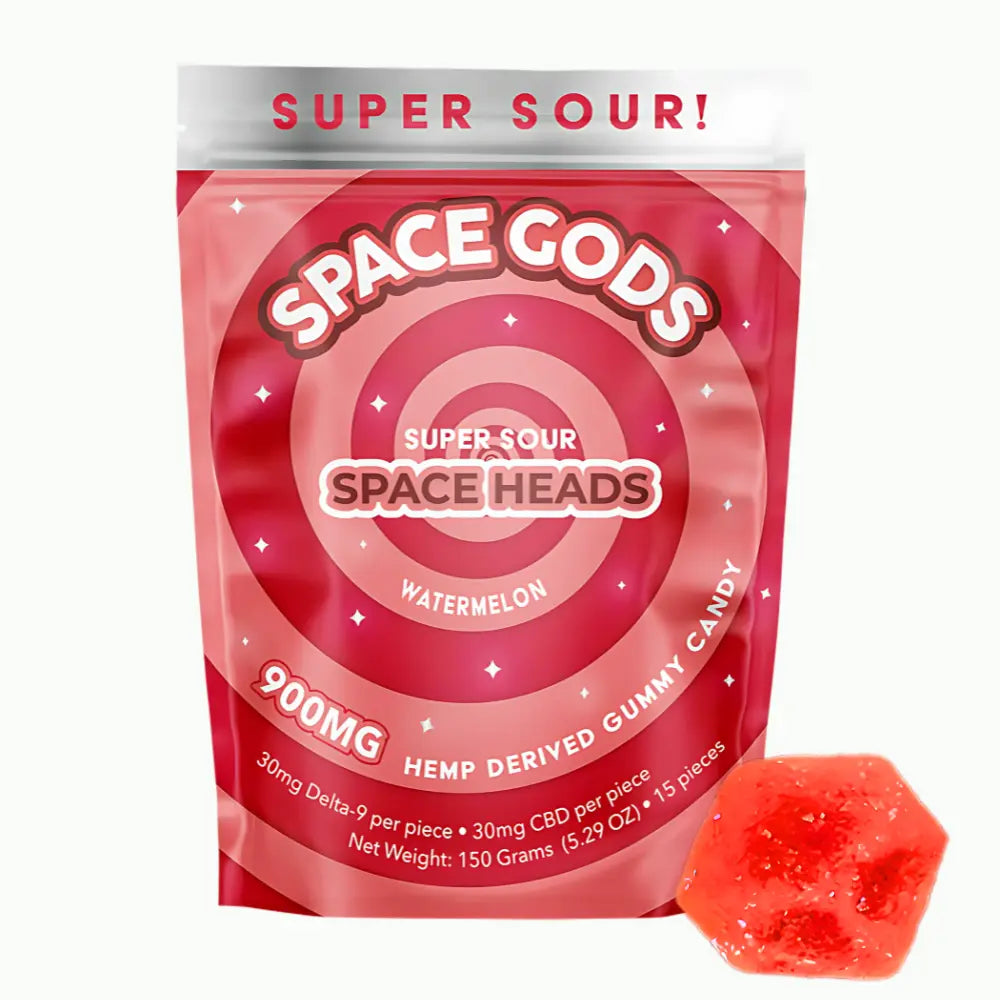 Space Gods MEGADOSE Gummies – 900mg THC + CBD Sour Bites