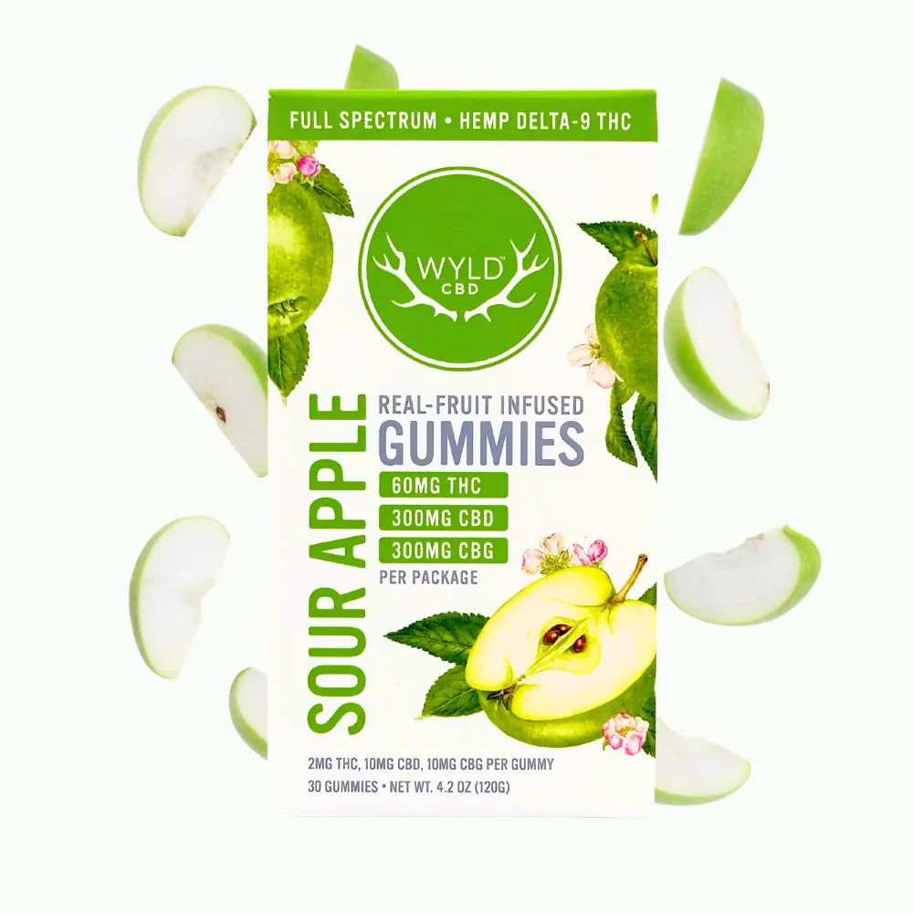Wyld Sour Apple Gummies – THC + CBD + CBG (Vegan, Real Fruit)
